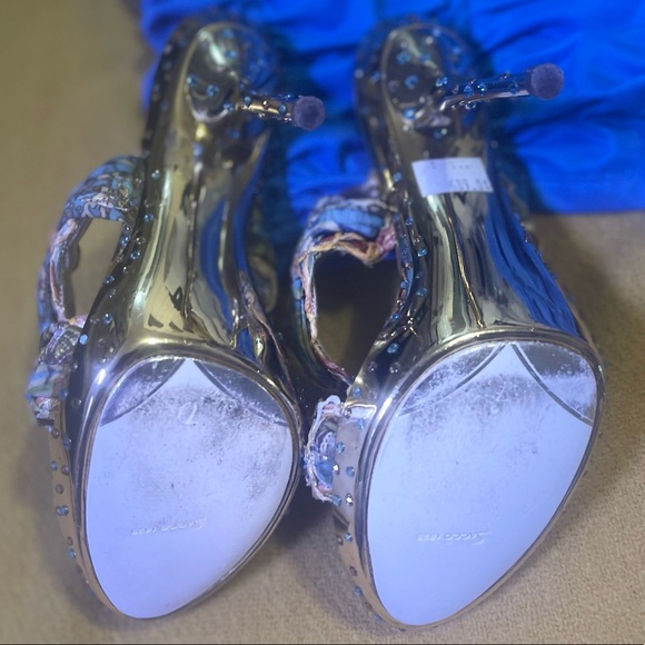 HEELS BY FRANCESCO SACCO SWAROVSKI GOLD/ MULTI COLOR MULE ‘s sz 7 - worn once✨ - Picture 11 of 14